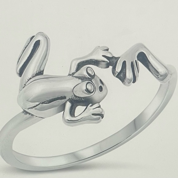 size 8 sterling silver 925 frog ring - Picture 1 of 6